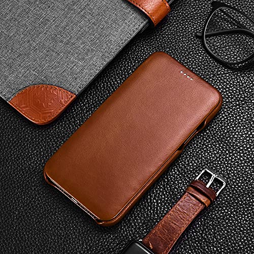 MH QUALITY Handyhülle für iPhone X/XS, Premium klappbar Lederhülle, Stoßfestes Flip Case mit Abgerundeter | Braun von MH QUALITY