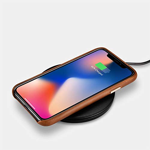 Echtleder Handyhülle für iPhone X/XS - Premium Schutzhülle Cover mit Öffnung für Apple Logo ISO 9001 | Braun von MH Quality
