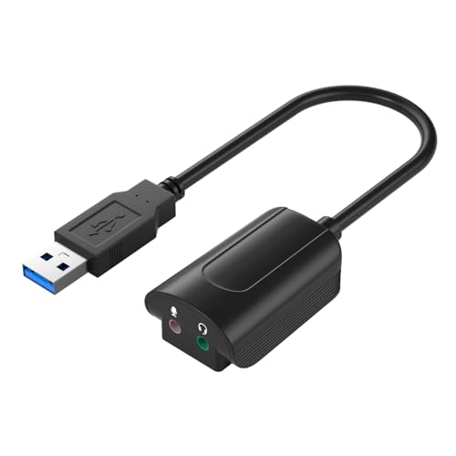 MHADBKH Externer 7.1 USB Soundkarten Adapter Stereokonverter Für Headset Mikrofon Kopfhörer Laptop Desktops von MHADBKH