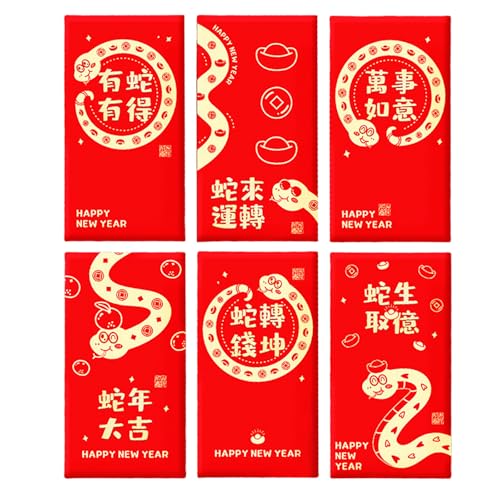 Set Von 6 Chinesischen Neujahrspaketen Mit Traditionellem Schlangenmuster Festival Bargeldgeschenkumschläge Für Spring Festival von MHADBKH