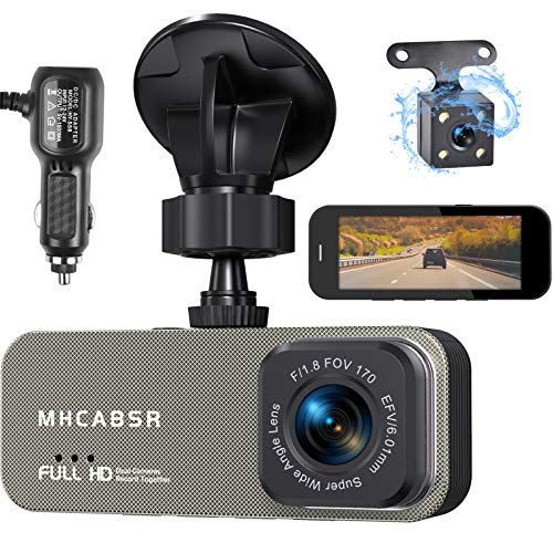 Dual-Rückfahrkamera Dashcam Auto Vorne und Hinten Autokamera mit 3,6 Zoll Full HD 2K, 170 ° Weitwinkel, G-Sensor, WDR, Schleifenaufzeichnung, Parküberwachung und Bewegungserkennung von MHCABSR