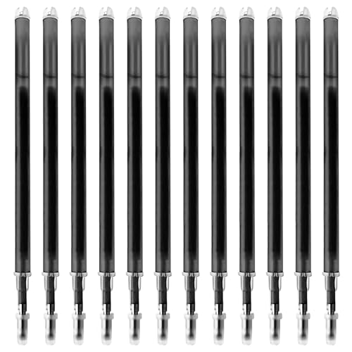 MHDUYEG Frixion Ersatzmine 12 Stk-Upgraded Löschbare Stiftmine 0,7mm, Friction Stifte Ersatzminen Kompatibel mit PIlot Frixion, Gelstift Minen Radierbar 0.7, Frixion Stift Schwarz 400m Schreiblänge von MHDUYEG