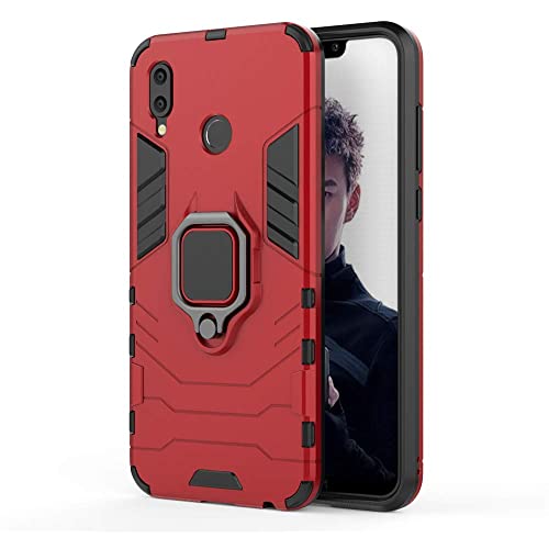 Huawei Honor Play Hülle, MHHQ Hybrid 2in1 TPU+PC Schutzhülle Rugged Armor with Magnetic Car Mount Case Cover Dual Layer Bumper Backcover mit Ständer für Huawei Honor Play -Red von MHHQ