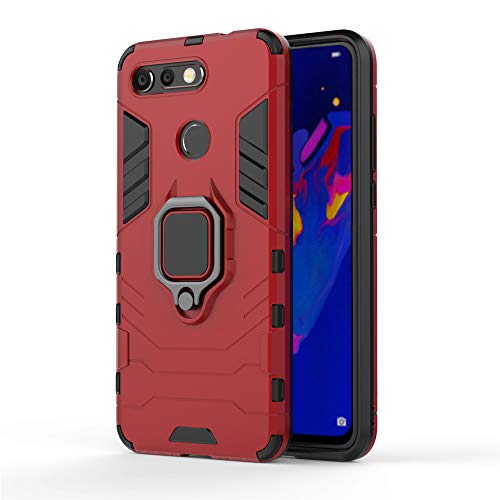 Huawei Honor View 20/V20 Hülle, MHHQ Hybrid 2in1 TPU+PC Schutzhülle Rugged Armor with Magnetic Car Mount Case Cover Dual Layer Bumper Backcover mit Ständer für Huawei Honor View 20/V20 -Red von MHHQ