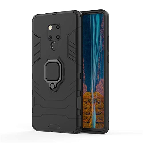 Huawei Mate 20 X Hülle, MHHQ Hybrid 2in1 TPU+PC Schutzhülle Rugged Armor with Magnetic Car Mount Case Cover Dual Layer Bumper Backcover mit Ständer für Huawei Mate 20 X -All Black von MHHQ