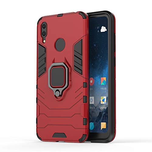 Huawei Y7 2019 Hülle, MHHQ Hybrid 2in1 TPU+PC Schutzhülle Rugged Armor with Magnetic Car Mount Case Cover Dual Layer Bumper Backcover mit Ständer für Huawei Y7 2019 -Red von MHHQ