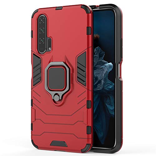 MHHQ Huawei Honor 20 Pro Hülle, Hybrid 2in1 TPU+PC Schutzhülle Rugged Armor with Magnetic Car Mount Case Cover Dual Layer Bumper Backcover mit Ständer für Huawei Honor 20 Pro -Red von MHHQ