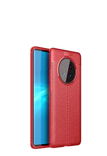 MHHQ Huawei Mate 40 Pro Hülle, Slim PU Weiches Leder Stoßsicheres Gehäuse Flexiblem TPU Silikon Hybrid Schutzhülle Tasche Slim-Fit Case für Huawei Mate 40 Pro -Rot von MHHQ