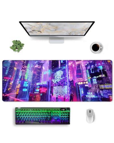 MHIWU Mauspad für Stadt- und Nachtansicht – rutschfeste Gummiunterseite, Gaming-Anime-großes Mauspad für Computer, 30 x 80,3 cm, langes Mauspad von MHIWU