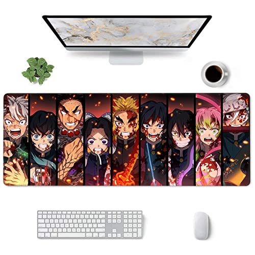 Mauspad kompatibel mit Demon Slayer – Anime Gaming großes Mauspad rutschfeste Gummimatte für Computer, Desktop PC Laptop Büro großes Mauspad von MHIWU