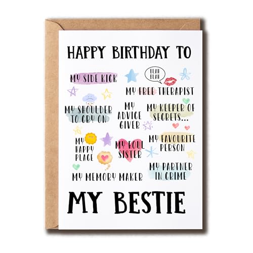 Happy Birthday to My Bestie - Geburtstagsgrußkarten für meinen besten Freund - Geburtstagsparty-Geschenkkarte für meine beste Freundin - Grußkarten für beste Freunde von MHSDesigns