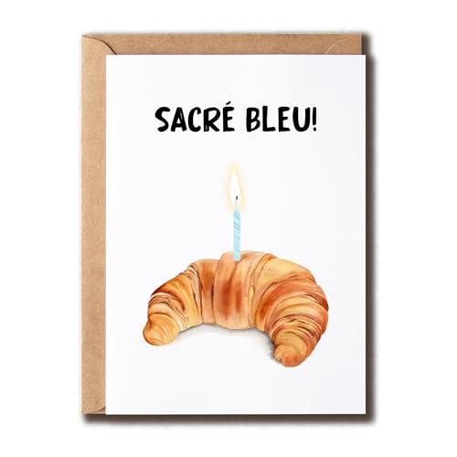 MHSDesigns Croissant Süße Karte – Französische Glückwunschkarte – Grußkarte – Geschenk für Freunde – lustige Geburtstagskarte von MHSDesigns
