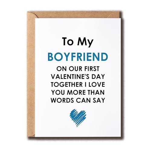 Valentinstagskarte "To My Boyfriend On Our First Valentine's Day Together" – Valentinstagskarte für den Freund – 1. Valentinstagskarte – Boyfriend-Karte von MHSDesigns