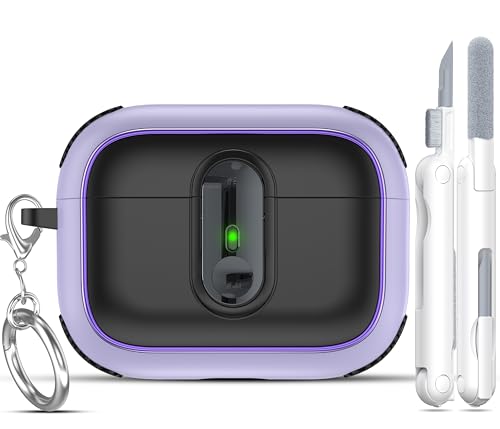 MHYALUDO Kompatibel mit AirPods Pro 2 Case mit Plating Ring, Militärstandard Anti-Fall-Verriegelungsdesign, Vollkörperschutz mit Schlüsselanhänger für AirPods Pro 2. Generation, Lila/Schwarz MHYALUDO Kompatibel mit AirPods Pro 2 Case mit Plating Ring, Militärstandard Anti-Fall-Verriegelungsdesign, Vollkörperschutz mit Schlüsselanhänger für AirPods Pro 2. Generation, Lila/Schwarz von MHYALUDO