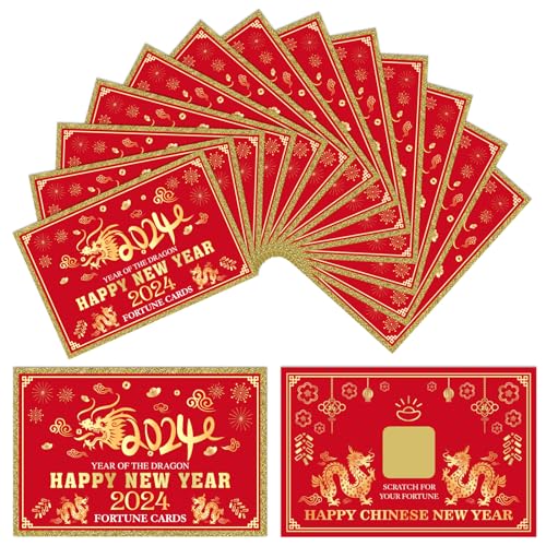 MIAHART 30Pcs 2023 Chinese New Year Fortune Cards, 2023 New Year Scratch Off Fortune Cards, Jahr des Kaninchen Grußkarten für das Frühlingsfest Lunar New Year Party Dekorationen von MIAHART