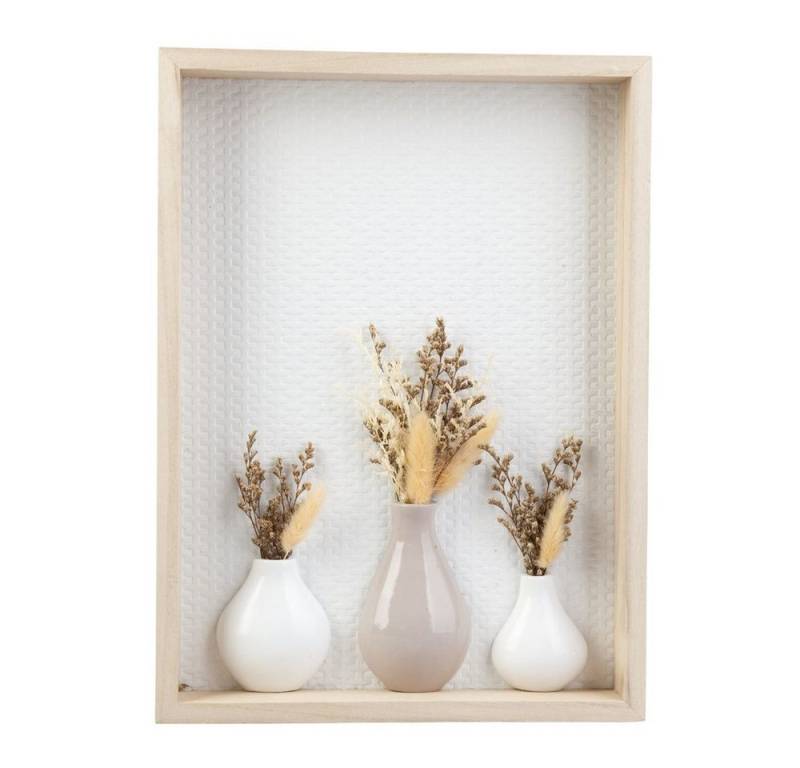 MICA 3D-Wandbild - 3 Vasen - aus Holz und Keramik - ca. 20 x 4,5 x 38 cm Wandhalterung von MICA