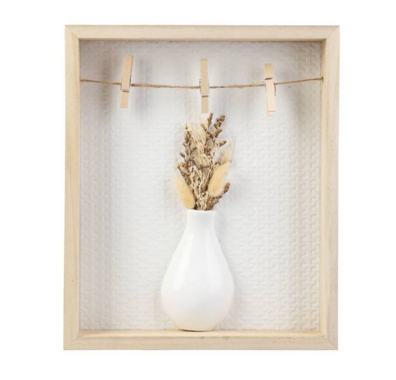 MICA 3D-Wandbild - Vase mit Trockenblumen - aus Holz und Keramik - ca. 24,5 Wandhalterung von MICA