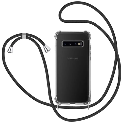 MICASE Handykette Hülle Samsung Galaxy S10, Necklace Hülle mit Kordel Transparent Silikon Handyhülle mit Kordel zum Umhängen Schutzhülle mit Band in Schwarz von MICASE