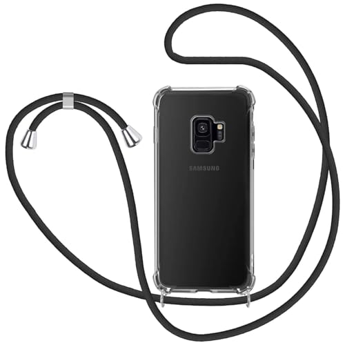 MICASE Handykette Hülle Samsung Galaxy S9, Necklace Hülle mit Kordel Transparent Silikon Handyhülle mit Kordel zum Umhängen Schutzhülle mit Band in Schwarz von MICASE