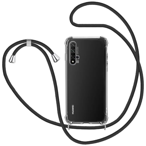 MICASE Handykette Hülle für Huawei Nova 5T / Honor 20, Necklace Hülle mit Kordel Transparent Silikon Handyhülle mit Kordel zum Umhängen Schutzhülle mit Band in Schwarz von MICASE