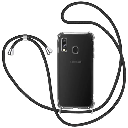 MICASE Handykette Hülle für Samsung Galaxy A40, Necklace Hülle mit Kordel Transparent Silikon Handyhülle mit Kordel zum Umhängen Schutzhülle mit Band in Schwarz von MICASE