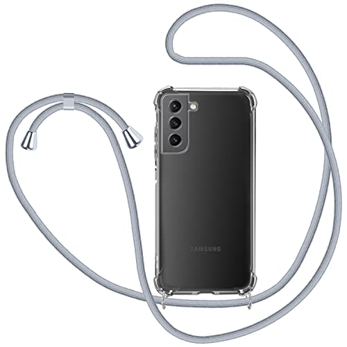 MICASE Handykette Hülle für Samsung Galaxy S21 5G, Necklace Hülle mit Kordel Transparent Silikon Handyhülle mit Kordel zum Umhängen Schutzhülle mit Band in Grau von MICASE