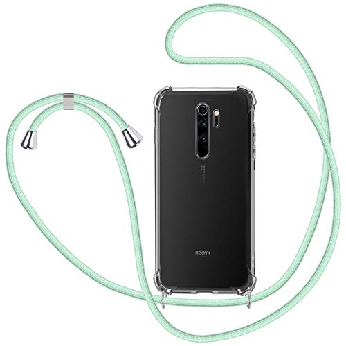 MICASE Handykette Hülle für Xiaomi Redmi Note 8 Pro, Necklace Hülle mit Kordel Transparent Silikon Handyhülle mit Kordel zum Umhängen Schutzhülle mit Band in Minzgrün von MICASE