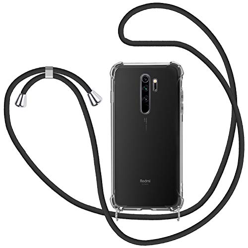 MICASE Handykette Hülle für Xiaomi Redmi Note 8 Pro, Necklace Hülle mit Kordel Transparent Silikon Handyhülle mit Kordel zum Umhängen Schutzhülle mit Band in Schwarz von MICASE