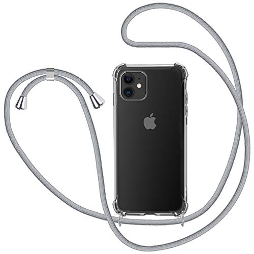 MICASE Handykette Hülle für iPhone 11, Necklace Hülle mit Kordel Transparent Silikon Handyhülle mit Kordel zum Umhängen Schutzhülle mit Band in Grau von MICASE