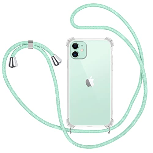 MICASE Handykette Hülle für iPhone 11, Necklace Hülle mit Kordel Transparent Silikon Handyhülle mit Kordel zum Umhängen Schutzhülle mit Band in Minzgrün von MICASE