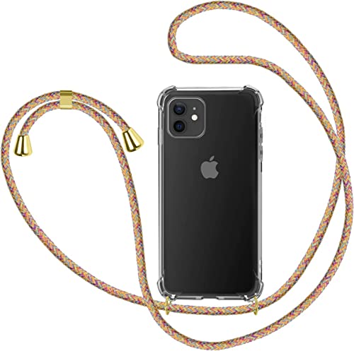 MICASE Handykette Hülle für iPhone 11, Necklace Hülle mit Kordel Transparent Silikon Handyhülle mit Kordel zum Umhängen Schutzhülle mit Band in Rainbow von MICASE
