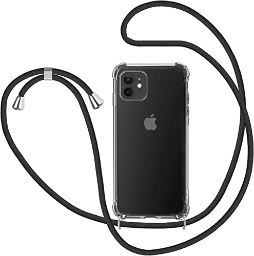 MICASE Handykette Hülle für iPhone 11, Necklace Hülle mit Kordel Transparent Silikon Handyhülle mit Kordel zum Umhängen Schutzhülle mit Band in Schwarz von MICASE