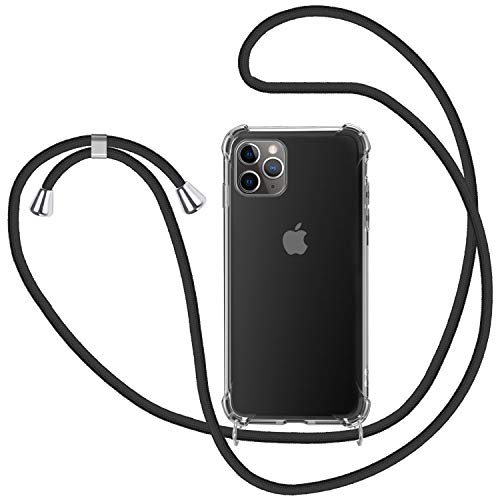 MICASE Handykette Hülle für iPhone 11 Pro Max, Necklace Hülle mit Kordel Transparent Silikon Handyhülle mit Kordel zum Umhängen Schutzhülle mit Band in Schwarz von MICASE