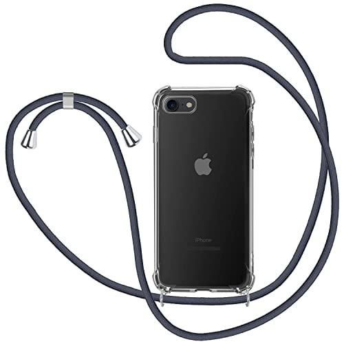 MICASE Handykette Hülle für iPhone 7 / iPhone 8/ iPhone SE 2020, Necklace Hülle mit Kordel Transparent Silikon Handyhülle mit Kordel zum Umhängen Schutzhülle mit Band in Grau von MICASE