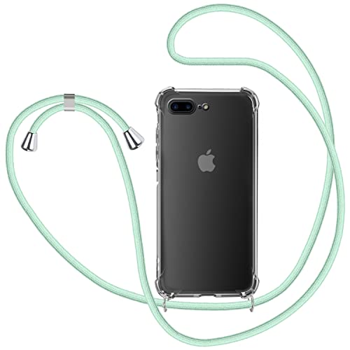MICASE Handykette Hülle für iPhone 7 Plus / 8 Plus, Necklace Hülle mit Kordel Transparent Silikon Handyhülle mit Kordel zum Umhängen Schutzhülle mit Band in Minzgrün von MICASE