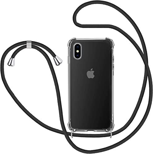 MICASE Handykette Hülle für iPhone X/XS, Necklace Hülle mit Kordel Transparent Silikon Handyhülle mit Kordel zum Umhängen Schutzhülle mit Band in Schwarz von MICASE