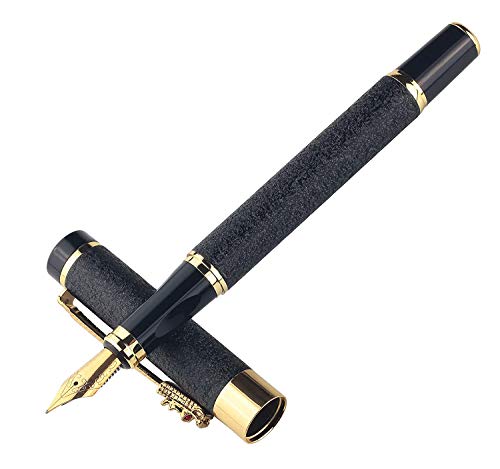 MICHETT Füller Luxus Füllhalter Premium Füllfederhalter Hochwertiger, Ergonomisches Griffstück, Feder F, für Schule und Büro (Schwarz) von MICHETT
