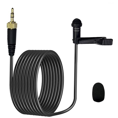 MICMXMO Lavalier Lapel Mikrofon Kompatibel mit Sennheiser EW100 EW300 EW500 SK100 Wireless Sender, 3,5 mm TRS Omnidirektional Kondensator Lav-Mikrofon zum Anstecken für Streaming Vlog 1.5M von MICMXMO