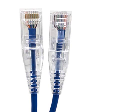 MICRO CONNECTORS E08-007BL-SL5 Patchkabel, ultradünn, 28 AWG, Cat6, UTP, RJ45, Blau, 5 Stück von MICRO CONNECTORS