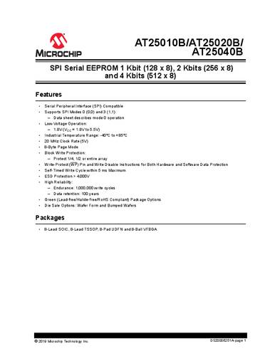 Microchip Technology AT25010B-SSHL-B Speicher-IC SOIC-8 EEPROM 1 kBit 128 x 8 Tube von MICROCHIP TECHNOLOGY