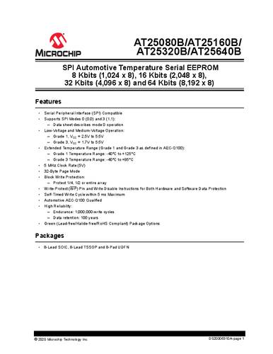 Microchip Technology AT25160B-SSHL-B Speicher-IC SOIC-8 EEPROM 16 kBit 2 K x 8 Tube von MICROCHIP TECHNOLOGY