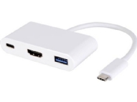 MICROCONNECT USB C Stecker auf USB 3.0 Buchse, HDMI 1.4 Buchse, USB 3.1 Buchse, Länge 20 cm, Farbe: weiß von MICROCONNECT