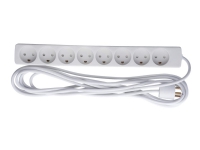 MicroConnect - Steckdose - AC 230 V - Eingang: Typ K - Ausgangsanschlüsse: 8 (8 x Typ K) - 5 m Kabel - Dänemark - weiß von MICROCONNECT