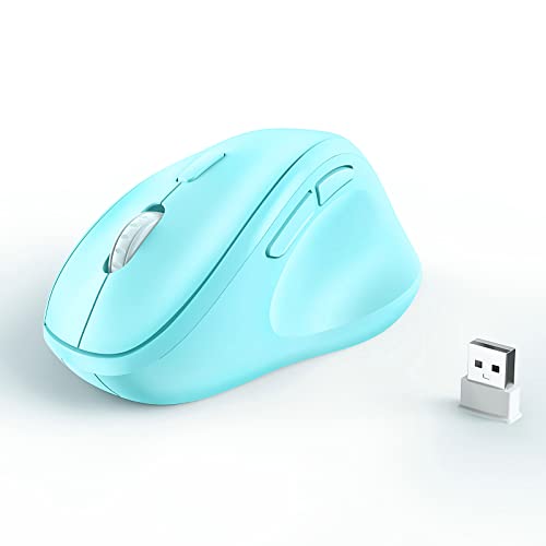 Micropack Ergonomische Kabellose Maus mit USB Dongle für PC, Laptop und Desktop, Ergo Maus mit Leisen Klicks, Langer Akkulaufzeit, Bis zu 1600 DPI und 1 AA-Batterie, Blau von MICROPACK Digitally Yours