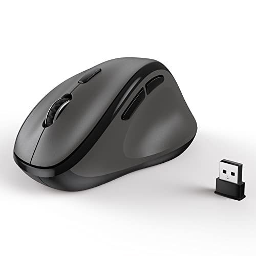 Micropack Ergonomische Kabellose Maus mit USB Dongle für PC, Laptop und Desktop, Vertikale Maus mit leisen Klicks, Langer Akkulaufzeit, Bis zu 1600 DPI und 1 AA-Batterie, Grau von MICROPACK Digitally Yours