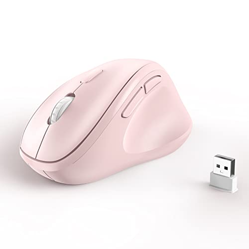 Micropack Ergonomische Kabellose Maus mit USB Dongle für PC, Laptop und Desktop, Vertikale Maus mit leisen Klicks, Langer Akkulaufzeit, Bis zu 1600 DPI und 1 AA-Batterie, Pink von MICROPACK Digitally Yours