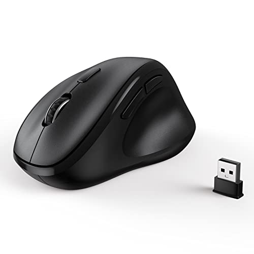 Micropack Ergonomische Kabellose Maus mit USB Dongle für PC, Laptop und Desktop, Vertikale Maus mit leisen Klicks, Langer Akkulaufzeit, Bis zu 1600 DPI und 1 AA-Batterie, Schwarz von MICROPACK Digitally Yours
