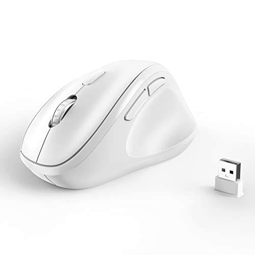 Micropack Ergonomische Kabellose Maus mit USB Dongle für PC, Laptop und Desktop, Vertikale Maus mit leisen Klicks, Langer Akkulaufzeit, Bis zu 1600 DPI und 1 AA-Batterie, Weiß von MICROPACK Digitally Yours