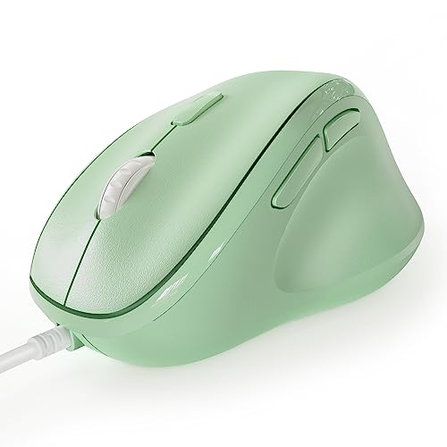 Micropack Ergonomische Maus mit Kabel für Laptop, PC und Desktop, vertikale Ergo-Maus mit leisen Klicks, bis zu 2400 DPI einstellbare Mausempfindlichkeit, Grün von MICROPACK Digitally Yours