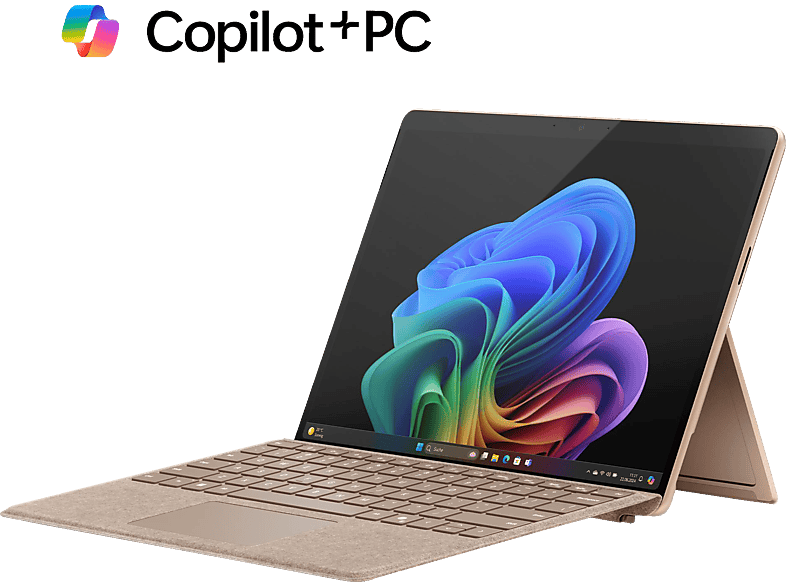 MICROSOFT Surface Pro, Copilot+ PC, 11. Edition, Convertible, mit 13 Zoll Display, Qualcomm Snapdragon X Plus X1P-64-100 Prozessor, 16 GB RAM, 512 SSD, Adreno™ Onboard Graphics, Sand, Windows 11 Home von MICROSOFT